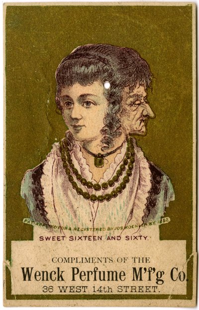Sweet Sixteen and Sixty, Compliments of the Wenck Perfume Mfg Co., 36 West 14th Street., 1882 by American School